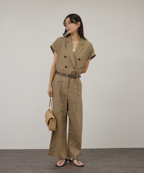 SALON adam et rope'（サロン アダム エ ロペ）の「【WEB限定】ヨーロピアンリネンテーラードオールインワン（つなぎ/オールインワン・レディース・チャコールグレー/ベージュ・M/S）」の11枚目の写真