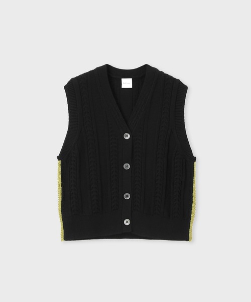 Paul Smith(ポールスミス)の「ウィメンズ ミックスパターン ニットベスト / 165223 687N(ベスト・レディース・ブラック/ローズ・MEDIUM)」の2枚目の写真