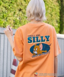 【TOM&JERRY/トムとジェリー】【ゆったりルーズシルエット 体形カバー】バックサガラ刺繍 半袖Tシャツ ワンポイント レトロ アメカジ キャラクター トムジェリ