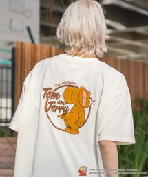 【TOM&JERRY/トムとジェリー】【ゆったりルーズシルエット 体形カバー】バックサガラ刺繍 半袖Tシャツ ワンポイント レトロ アメカジ キャラクター トムジェリ