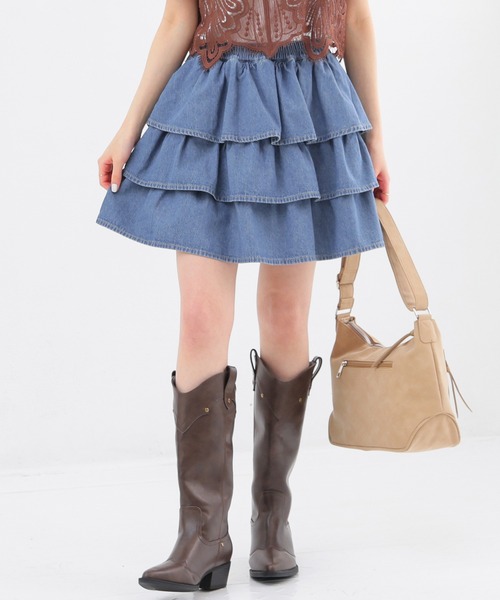 Honeys（ハニーズ）の「ティアードミニスカート（スカート・キッズ・グレー/ブルー系その他・150cm/L/M/S）」の2枚目の写真