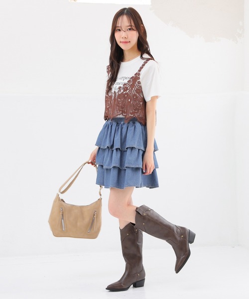 Honeys（ハニーズ）の「ティアードミニスカート（スカート・キッズ・グレー/ブルー系その他・150cm/L/M/S）」の5枚目の写真