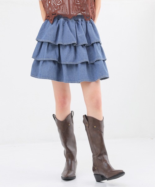 Honeys（ハニーズ）の「ティアードミニスカート（スカート・キッズ・グレー/ブルー系その他・150cm/L/M/S）」の6枚目の写真