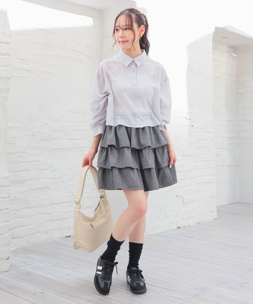 Honeys（ハニーズ）の「ティアードミニスカート（スカート・キッズ・グレー/ブルー系その他・150cm/L/M/S）」の8枚目の写真