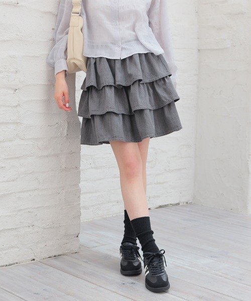 Honeys（ハニーズ）の「ティアードミニスカート（スカート・キッズ・グレー/ブルー系その他・150cm/L/M/S）」の10枚目の写真