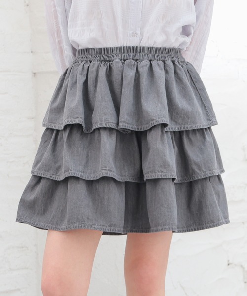 Honeys（ハニーズ）の「ティアードミニスカート（スカート・キッズ・グレー/ブルー系その他・150cm/L/M/S）」の11枚目の写真