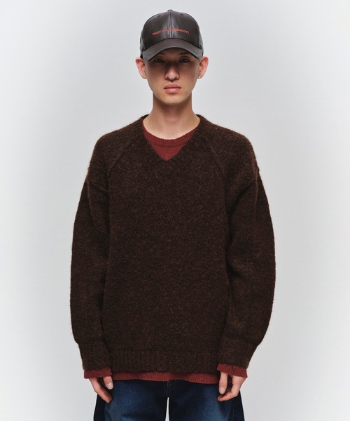 Jieda（ジエダ）の「LAYERED MOHAIR V-NECK SWEATER（ニット/セーター・メンズ・ブラック/ブラウン/グレー・2/1）」の3枚目の写真