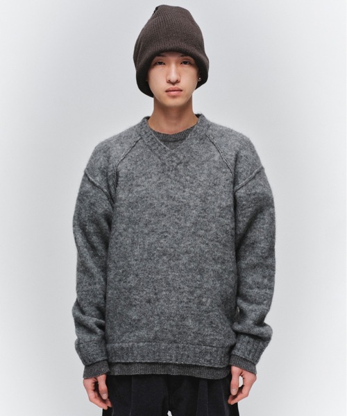 Jieda（ジエダ）の「LAYERED MOHAIR V-NECK SWEATER（ニット/セーター・メンズ・ブラック/ブラウン/グレー・2/1）」の2枚目の写真