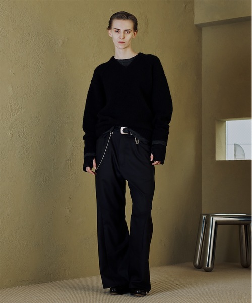 Jieda（ジエダ）の「LAYERED MOHAIR V-NECK SWEATER（ニット/セーター・メンズ・ブラック/ブラウン/グレー・2/1）」の4枚目の写真