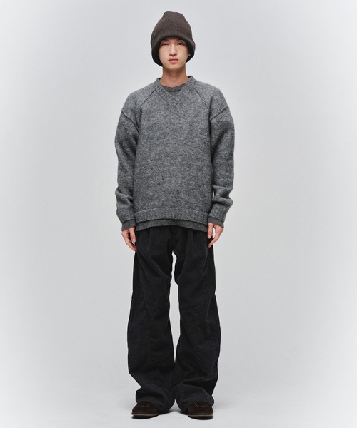 Jieda（ジエダ）の「LAYERED MOHAIR V-NECK SWEATER（ニット/セーター・メンズ・ブラック/ブラウン/グレー・2/1）」の7枚目の写真