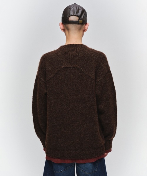 Jieda（ジエダ）の「LAYERED MOHAIR V-NECK SWEATER（ニット/セーター・メンズ・ブラック/ブラウン/グレー・2/1）」の12枚目の写真