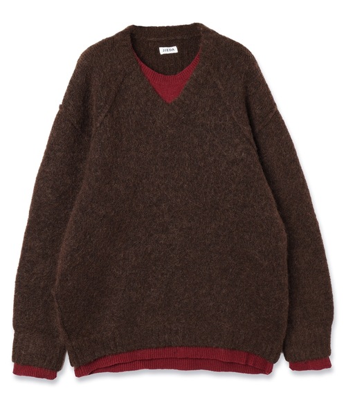 Jieda（ジエダ）の「LAYERED MOHAIR V-NECK SWEATER（ニット/セーター・メンズ・ブラック/ブラウン/グレー・2/1）」の14枚目の写真