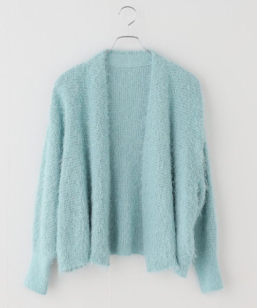 Noble（ノーブル）の「ラティスシャギーラフカーディガン（カーディガン/ボレロ・レディース・ライトグリーン/アイボリー・FREE）」の2枚目の写真