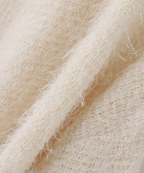 Noble（ノーブル）の「ラティスシャギーラフカーディガン（カーディガン/ボレロ・レディース・ライトグリーン/アイボリー・FREE）」の6枚目の写真