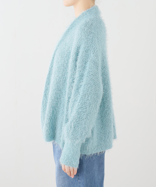 Noble（ノーブル）の「ラティスシャギーラフカーディガン（カーディガン/ボレロ・レディース・ライトグリーン/アイボリー・FREE）」の9枚目の写真