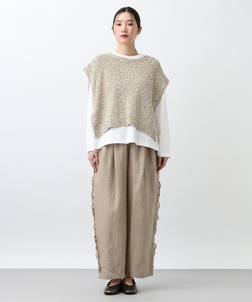 studio CLIP（スタディオクリップ）の「《natural by clip》リネンバテンレースパンツ[プチサイズあり]（その他パンツ・レディース・ブラック/ベージュ・PF/FREE）」の5枚目の写真