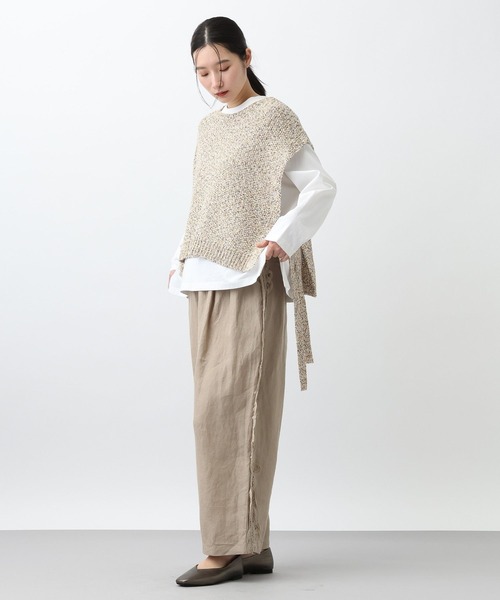 studio CLIP（スタディオクリップ）の「《natural by clip》リネンバテンレースパンツ[プチサイズあり]（その他パンツ・レディース・ブラック/ベージュ・PF/FREE）」の6枚目の写真