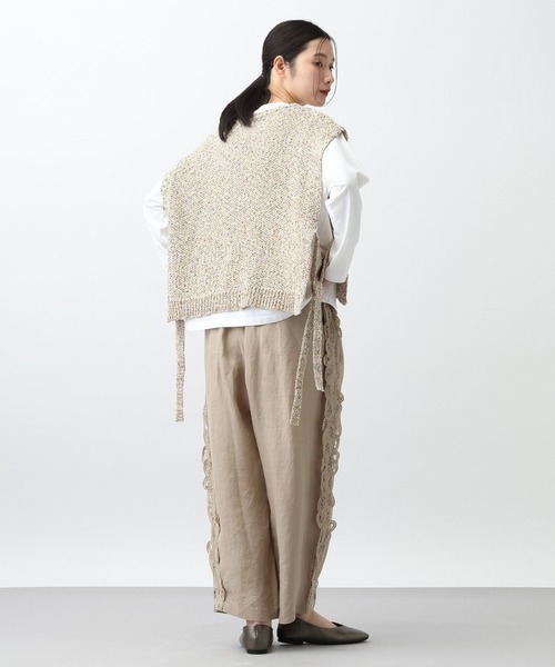 studio CLIP（スタディオクリップ）の「《natural by clip》リネンバテンレースパンツ[プチサイズあり]（その他パンツ・レディース・ブラック/ベージュ・PF/FREE）」の7枚目の写真