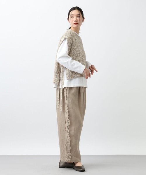 studio CLIP（スタディオクリップ）の「《natural by clip》リネンバテンレースパンツ[プチサイズあり]（その他パンツ・レディース・ブラック/ベージュ・PF/FREE）」の8枚目の写真