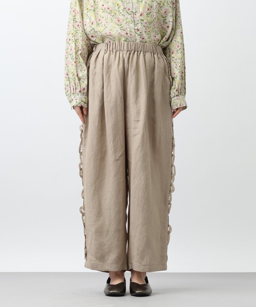 studio CLIP（スタディオクリップ）の「《natural by clip》リネンバテンレースパンツ[プチサイズあり]（その他パンツ・レディース・ブラック/ベージュ・PF/FREE）」の9枚目の写真