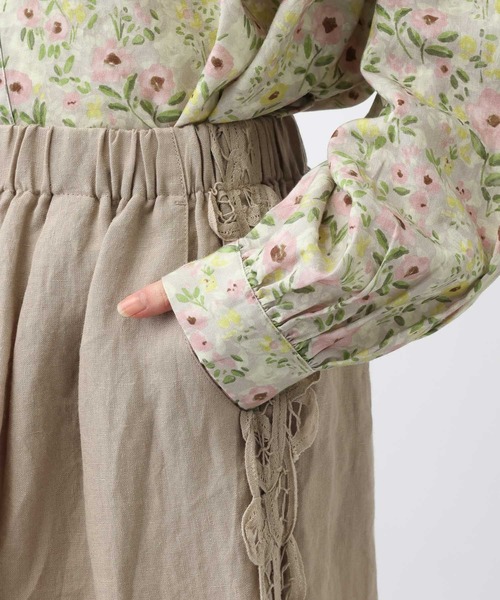 studio CLIP（スタディオクリップ）の「《natural by clip》リネンバテンレースパンツ[プチサイズあり]（その他パンツ・レディース・ブラック/ベージュ・PF/FREE）」の13枚目の写真