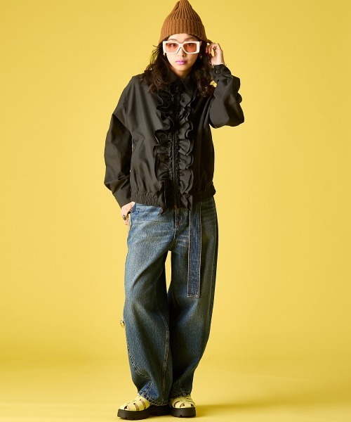 GEVS.（ジェイヴィス）の「フリルブラウスブルゾン＜大きいサイズ有＞GEVS.（ブルゾン・レディース・ブラック/グレー・M/L/LL/3L/4L/5L）」の5枚目の写真