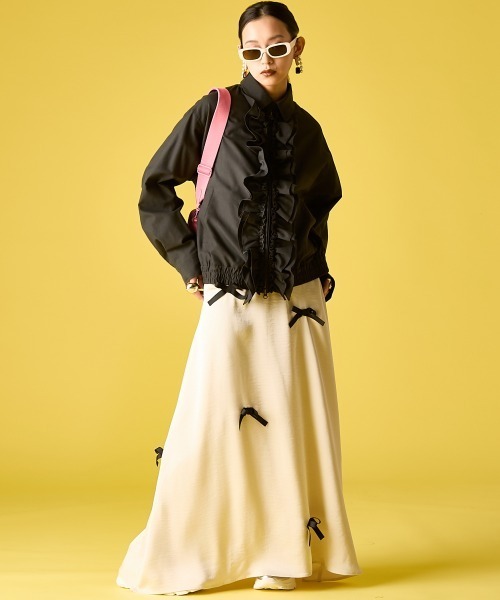 GEVS.（ジェイヴィス）の「フリルブラウスブルゾン＜大きいサイズ有＞GEVS.（ブルゾン・レディース・ブラック/グレー・M/L/LL/3L/4L/5L）」の10枚目の写真