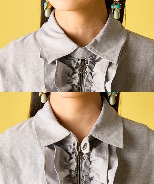 GEVS.（ジェイヴィス）の「フリルブラウスブルゾン＜大きいサイズ有＞GEVS.（ブルゾン・レディース・ブラック/グレー・M/L/LL/3L/4L/5L）」の15枚目の写真