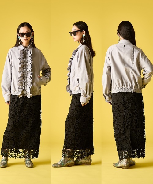 GEVS.（ジェイヴィス）の「フリルブラウスブルゾン＜大きいサイズ有＞GEVS.（ブルゾン・レディース・ブラック/グレー・M/L/LL/3L/4L/5L）」の18枚目の写真