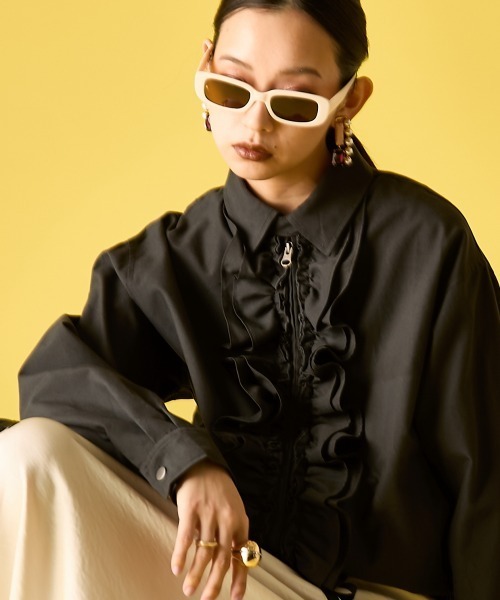 GEVS.（ジェイヴィス）の「フリルブラウスブルゾン＜大きいサイズ有＞GEVS.（ブルゾン・レディース・ブラック/グレー・M/L/LL/3L/4L/5L）」の22枚目の写真