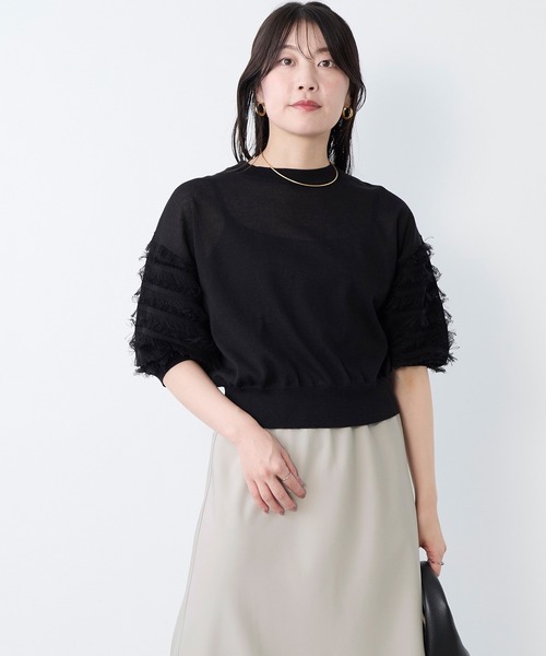 MICA&DEAL(マイカ&ディール)の「フリンジスリーブニットプルオーバー(ニット/セーター・レディース・オフホワイト/ブラック・FREE)」の10枚目の写真