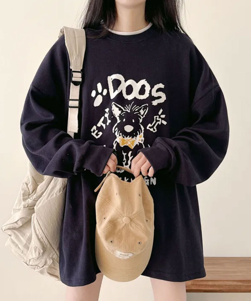 VIVID LADY(ビビッドレディー)の「キャラクタープリント Tシャツ ロンT(Tシャツ/カットソー・レディース・ネイビー/ライトベージュ/アイボリー・FREE)」の8枚目の写真