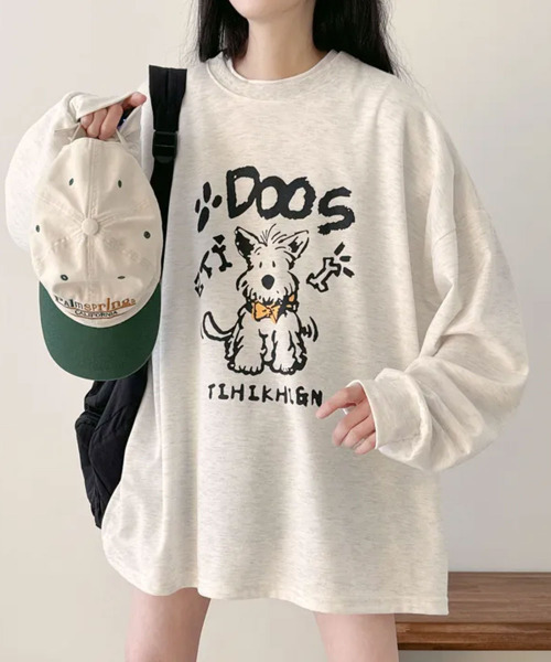 VIVID LADY(ビビッドレディー)の「キャラクタープリント Tシャツ ロンT(Tシャツ/カットソー・レディース・ネイビー/ライトベージュ/アイボリー・FREE)」の12枚目の写真