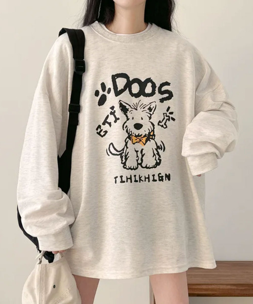 VIVID LADY(ビビッドレディー)の「キャラクタープリント Tシャツ ロンT(Tシャツ/カットソー・レディース・ネイビー/ライトベージュ/アイボリー・FREE)」の13枚目の写真