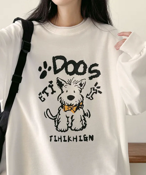 VIVID LADY(ビビッドレディー)の「キャラクタープリント Tシャツ ロンT(Tシャツ/カットソー・レディース・ネイビー/ライトベージュ/アイボリー・FREE)」の5枚目の写真