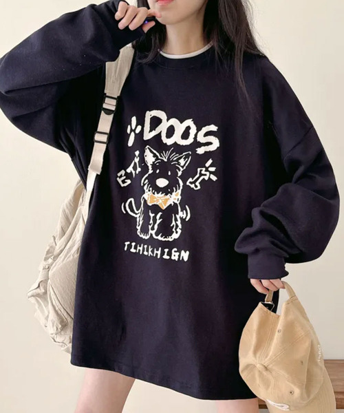 VIVID LADY(ビビッドレディー)の「キャラクタープリント Tシャツ ロンT(Tシャツ/カットソー・レディース・ネイビー/ライトベージュ/アイボリー・FREE)」の10枚目の写真