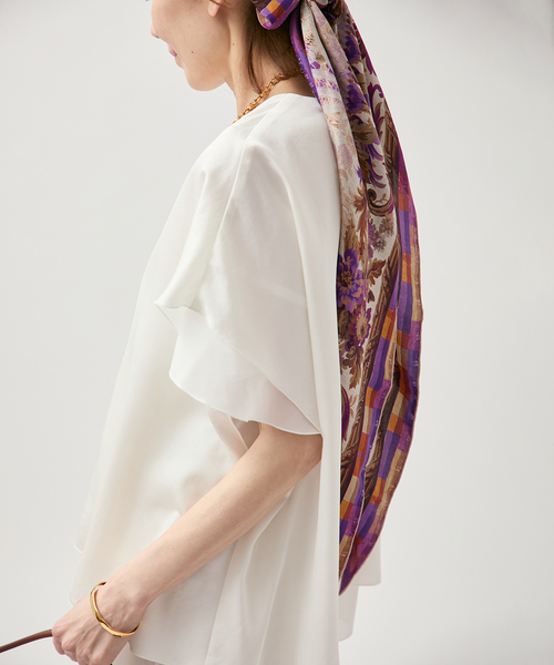 VERMEIL par iena（ヴェルメイユパーイエナ）の「Spun satin レイヤードブラウス（シャツ/ブラウス・レディース・ホワイト/ネイビー・FREE）」の16枚目の写真