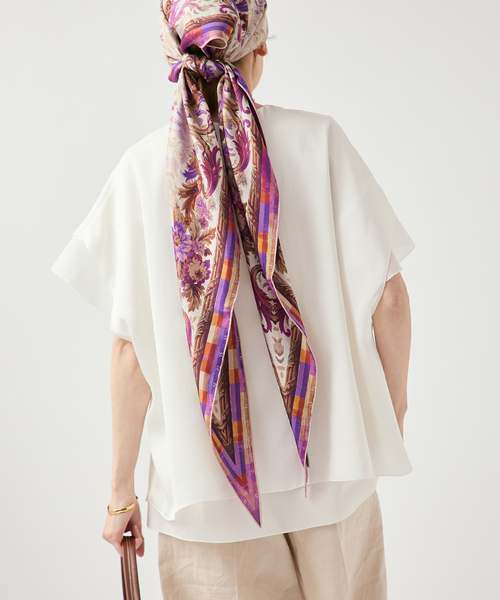 VERMEIL par iena（ヴェルメイユパーイエナ）の「Spun satin レイヤードブラウス（シャツ/ブラウス・レディース・ホワイト/ネイビー・FREE）」の17枚目の写真