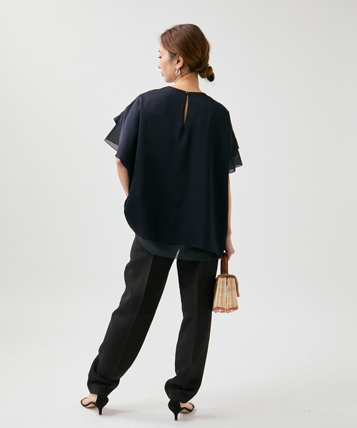 VERMEIL par iena（ヴェルメイユパーイエナ）の「Spun satin レイヤードブラウス（シャツ/ブラウス・レディース・ホワイト/ネイビー・FREE）」の20枚目の写真