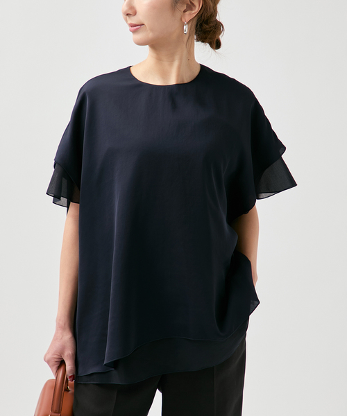 VERMEIL par iena（ヴェルメイユパーイエナ）の「Spun satin レイヤードブラウス（シャツ/ブラウス・レディース・ホワイト/ネイビー・FREE）」の22枚目の写真