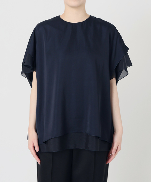 VERMEIL par iena(ヴェルメイユパーイエナ)の「Spun satin レイヤードブラウス(シャツ/ブラウス・レディース・ホワイト/ネイビー・FREE)」の19枚目の写真