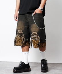 NYLAUS（ナイラス）の「【NYS】2026新作 異素材 クラッシュダメージ ハーフパンツ ショーツ デニムハーフパンツ（デニムパンツ）」