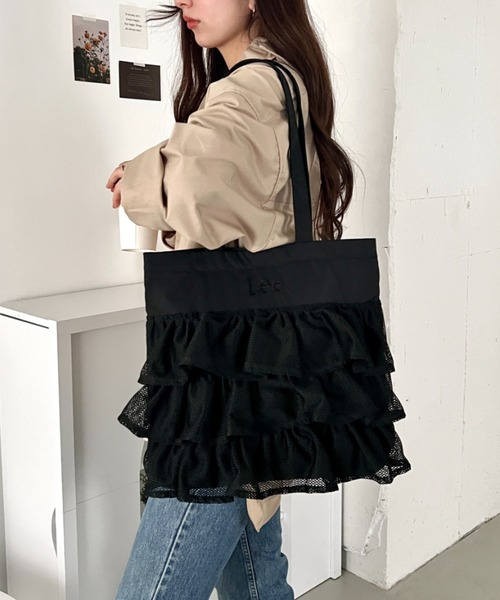 Lee(リー)の「Lee/メッシュフリル BIG トートバッグ/軽量/レディース(トートバッグ・レディース・オフホワイト/ブラック・FREE)」の15枚目の写真