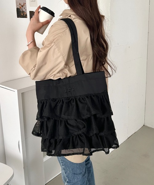 Lee(リー)の「Lee/メッシュフリル BIG トートバッグ/軽量/レディース(トートバッグ・レディース・オフホワイト/ブラック・FREE)」の16枚目の写真