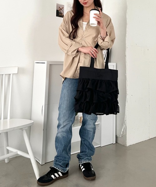 Lee(リー)の「Lee/メッシュフリル BIG トートバッグ/軽量/レディース(トートバッグ・レディース・オフホワイト/ブラック・FREE)」の21枚目の写真