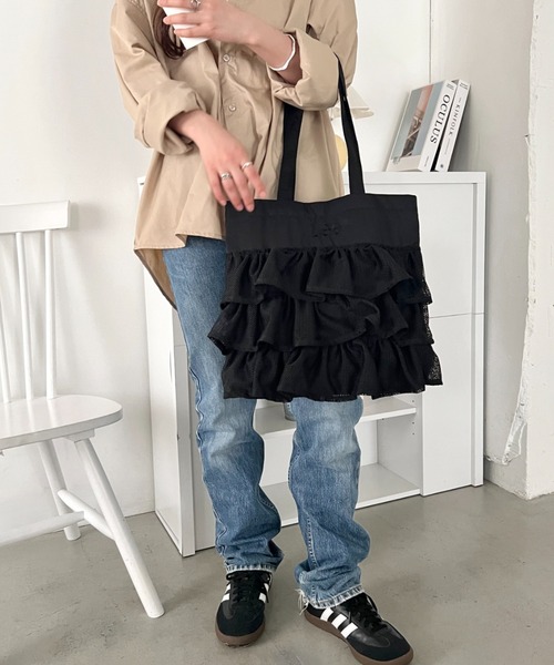 Lee(リー)の「Lee/メッシュフリル BIG トートバッグ/軽量/レディース(トートバッグ・レディース・オフホワイト/ブラック・FREE)」の22枚目の写真