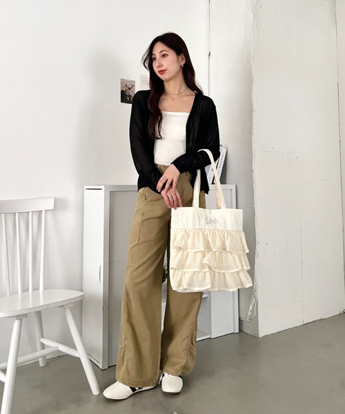 Lee(リー)の「Lee/メッシュフリル BIG トートバッグ/軽量/レディース(トートバッグ・レディース・オフホワイト/ブラック・FREE)」の10枚目の写真
