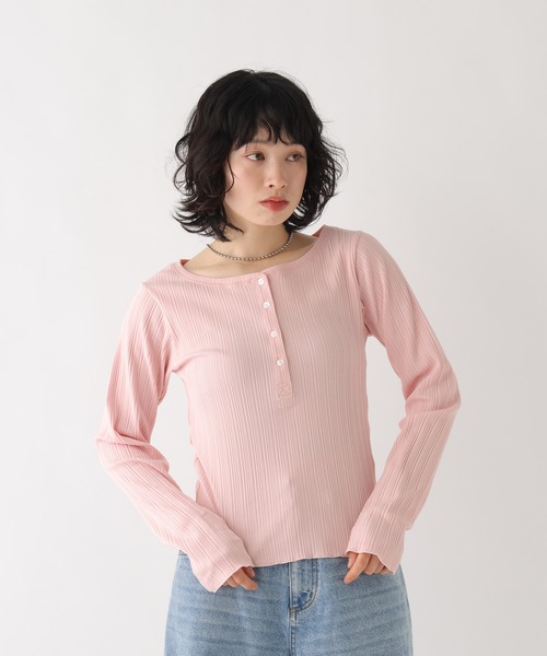 BAYFLOW（ベイフロー）の「[WEB限定]ヘンリーネックコンパクトロンT（ワンピース・レディース・ブラック/グレー/ピンク/イエロー/ブルー・FREE）」の22枚目の写真