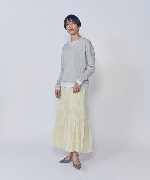 1er Arrondissement(プルミエアロンディスモン)の「ワッシャーサテンランダムプリーツスカート(スカート・レディース・グレー系その他5/イエロー/ブラック系その他3・38/36)」の5枚目の写真