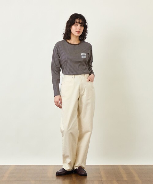 MACKINTOSH PHILOSOPHY（ﾏｯｷﾝﾄｯｼｭ ﾌｨﾛｿﾌｨｰ）の「GREY LABEL 【SHARP LOGO】ロングスリーブボーダーTシャツ（Tシャツ/カットソー・レディース・ブラック/ブラウン・2/6）」の4枚目の写真
